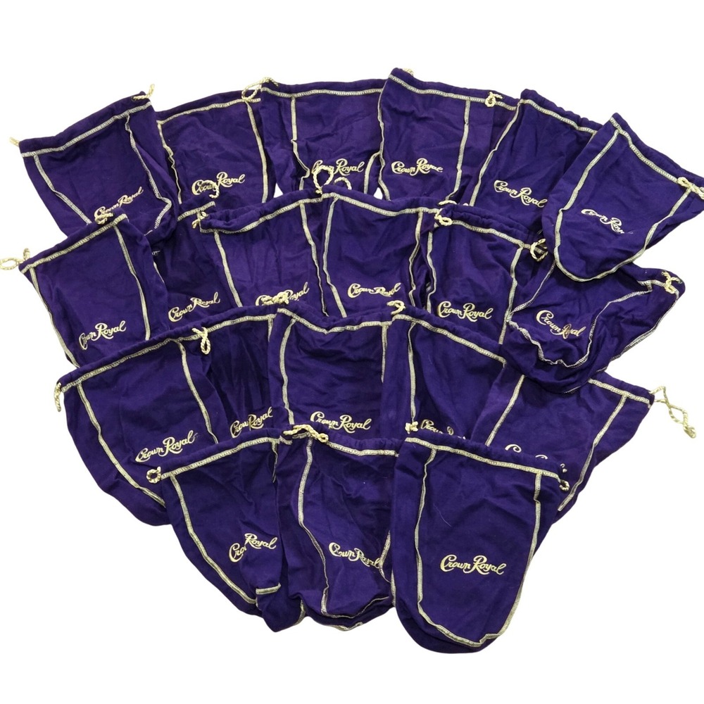 Lot 20 Crown Royal Purple Whiskey Bag Empty Drawstring Bags 8"‎ x 9"